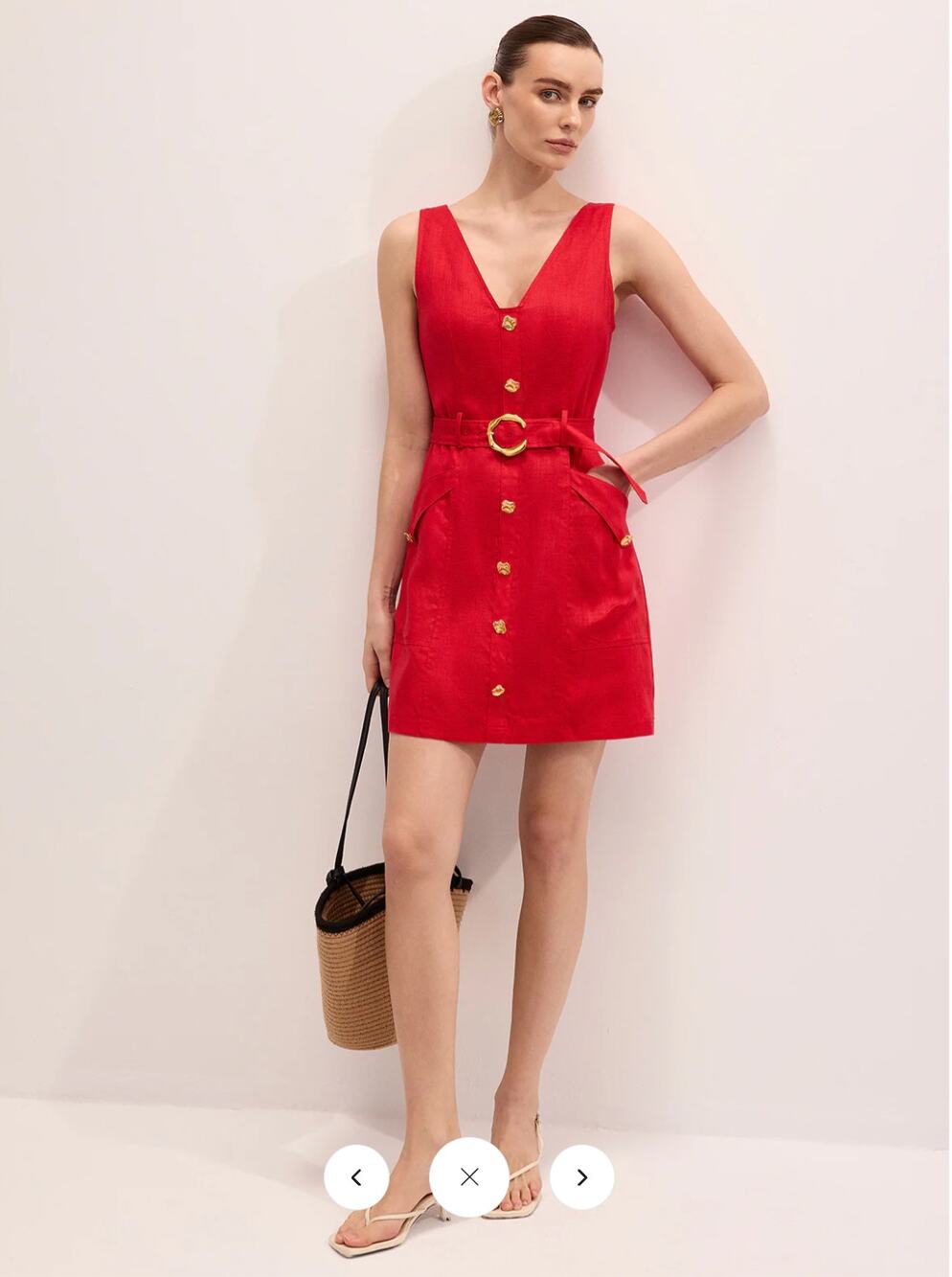 NWT Commense Linen Blend Sleeveless Belted Mini Dress Sz S